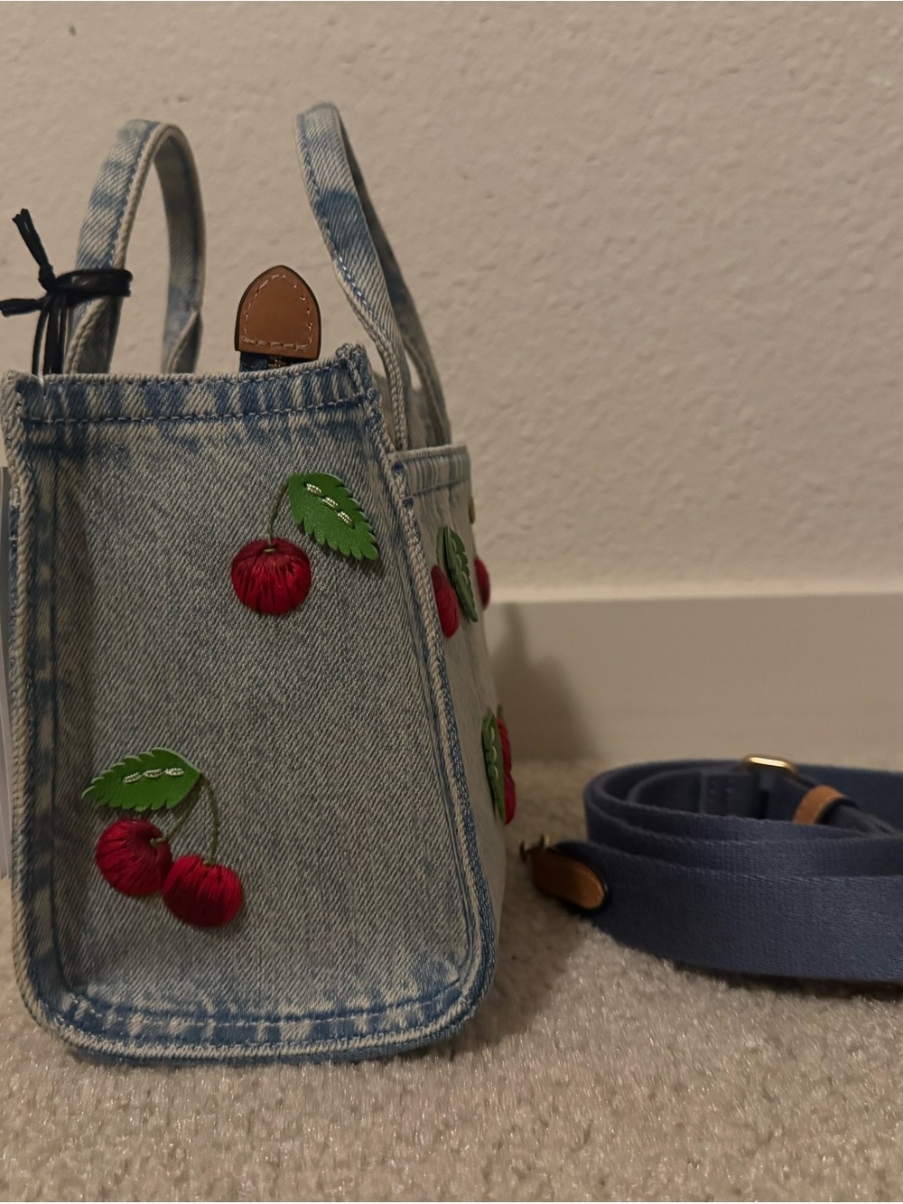 Embroidered Cherry Denim Cargo
Tote 20 NWT - Picture 4 of 5